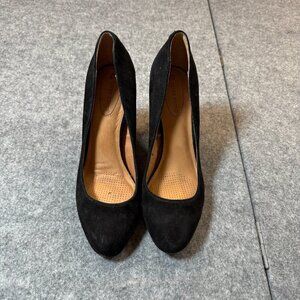 Corso Como Womens US 9 M Pumps Black Suede Leather Block Heel Slip On Shoes